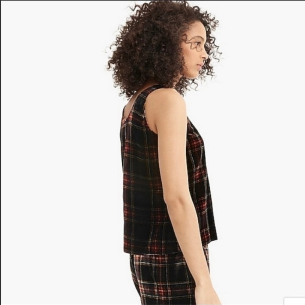 NWT J. Crew Velvet Tank Top Stewart Tartan plaid women’s holidays party lined - Picture 4 of 12